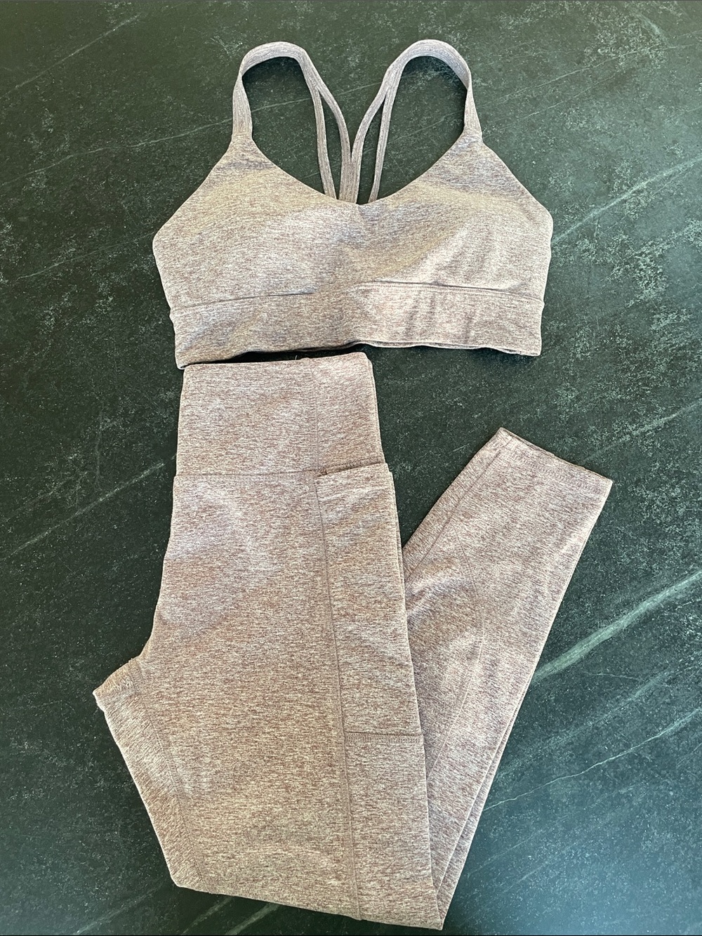 4/$20 Balance Collection Heathered Mauve High-Waist Jogger Leggings & Bra Set